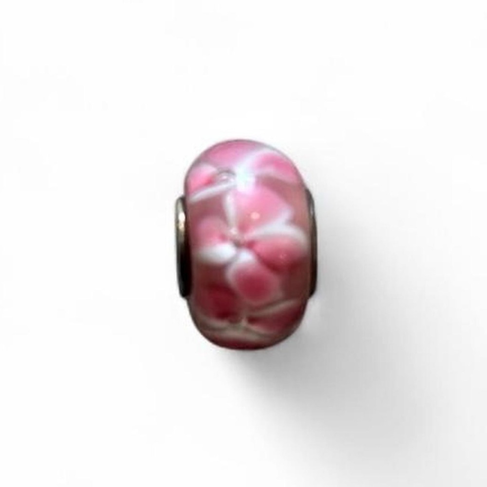 Pink Floral Glass Charm for Pandora Bracelet